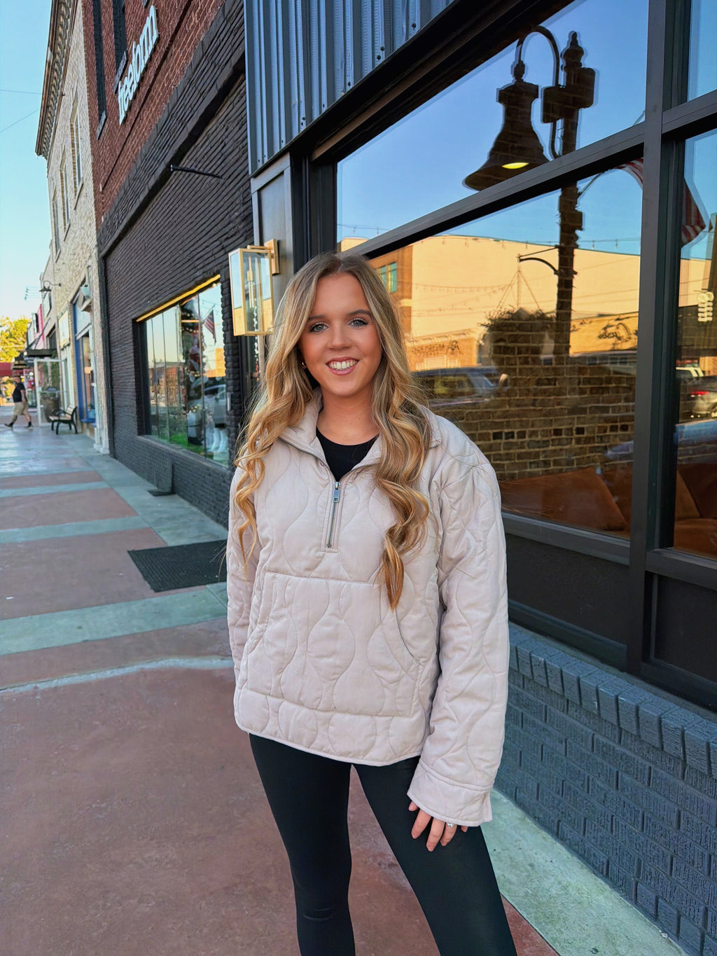 The Quilted Pullover - Tan