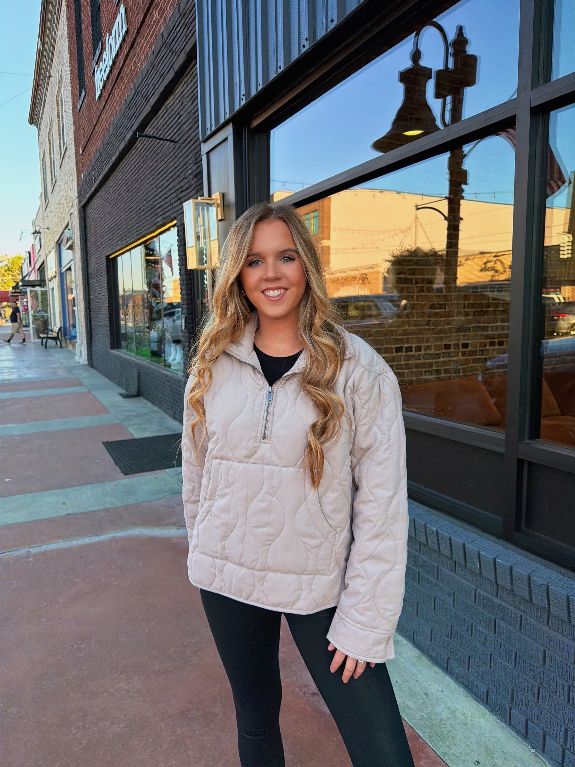 The Quilted Pullover - Tan