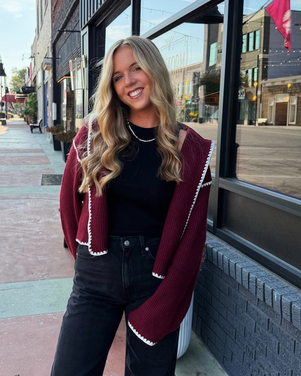 The Merlot and Cream Cardigan