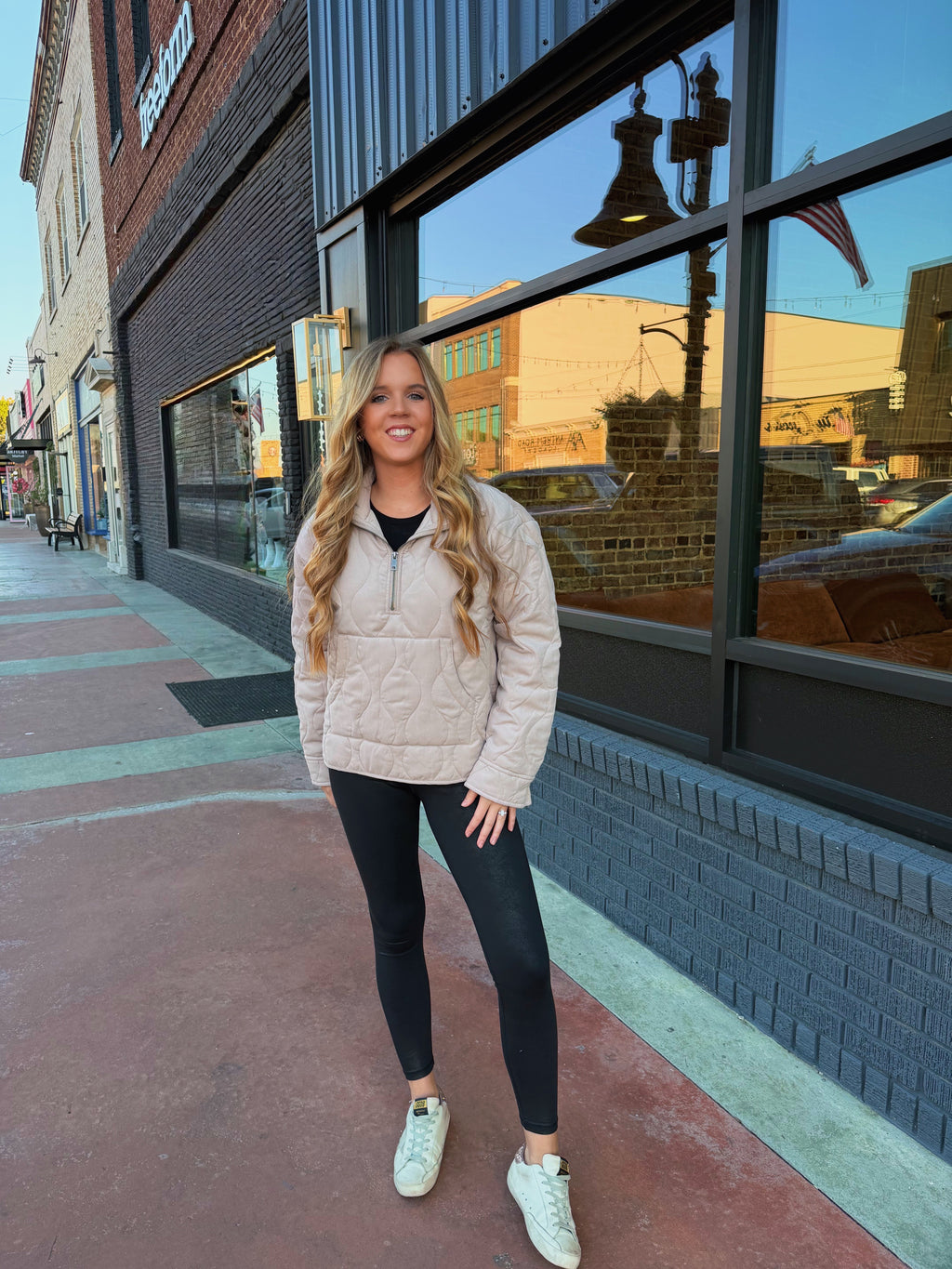 The Quilted Pullover - Tan