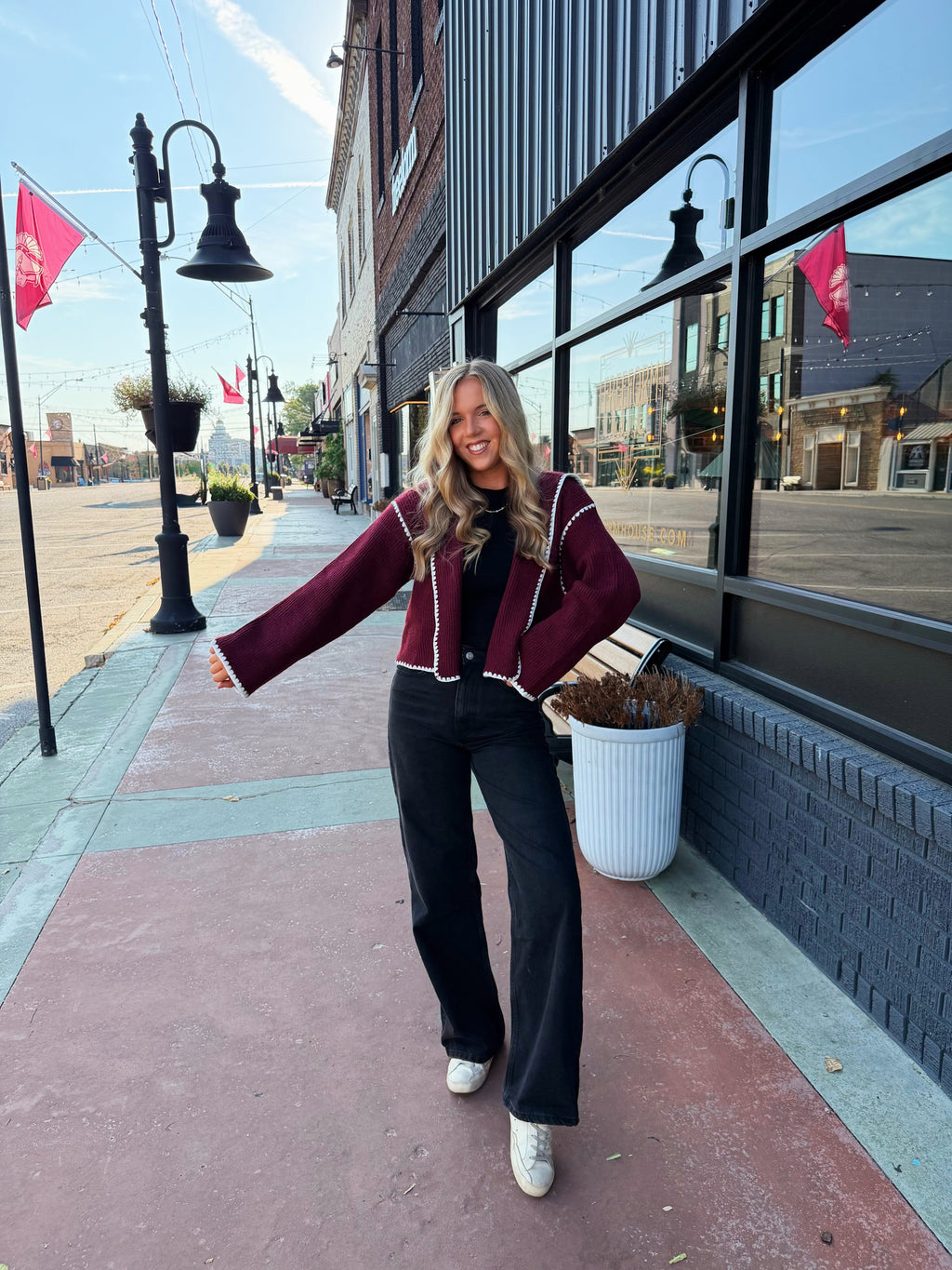 The Merlot and Cream Cardigan