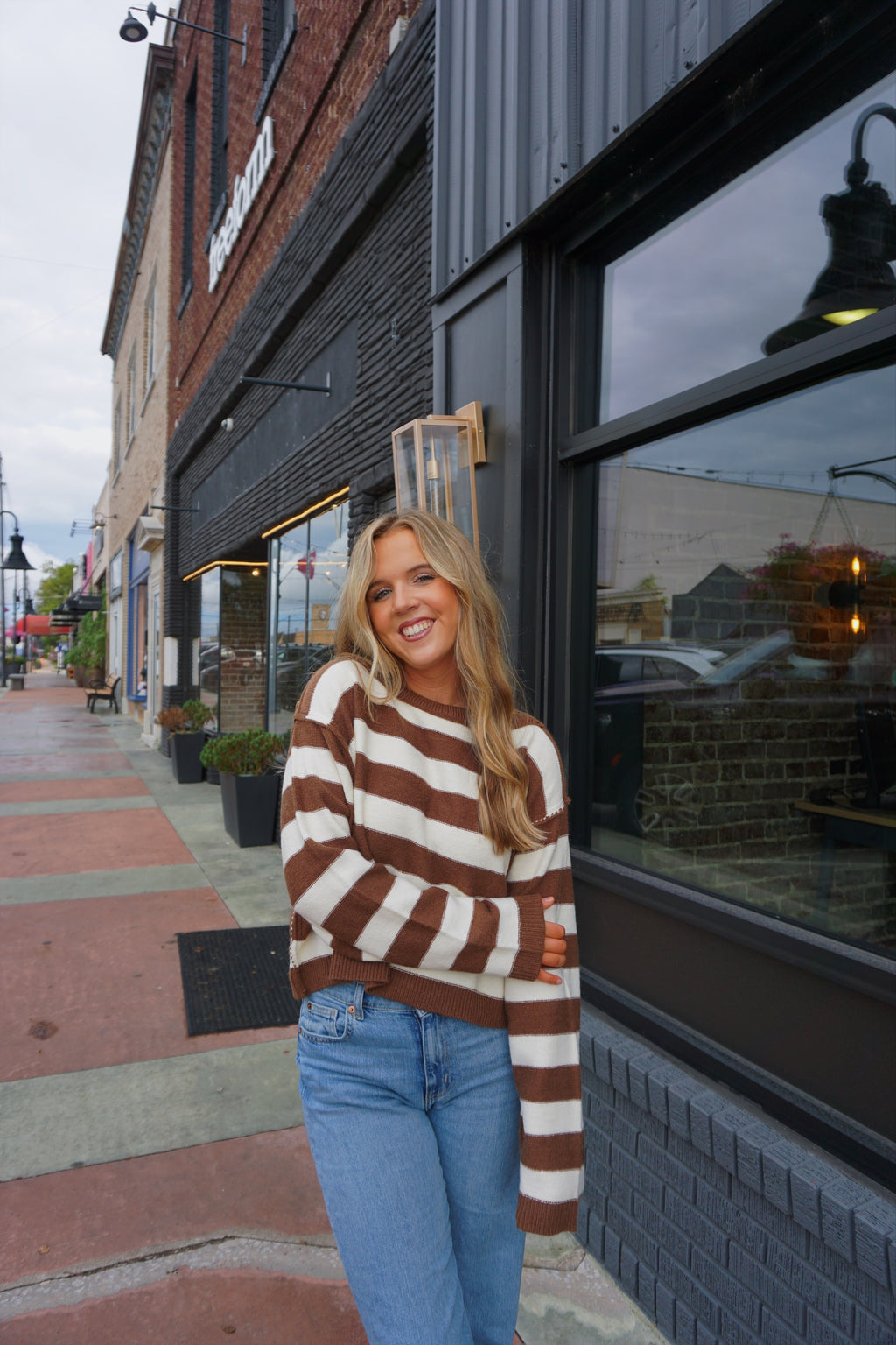 The Cara Brown Striped Sweater
