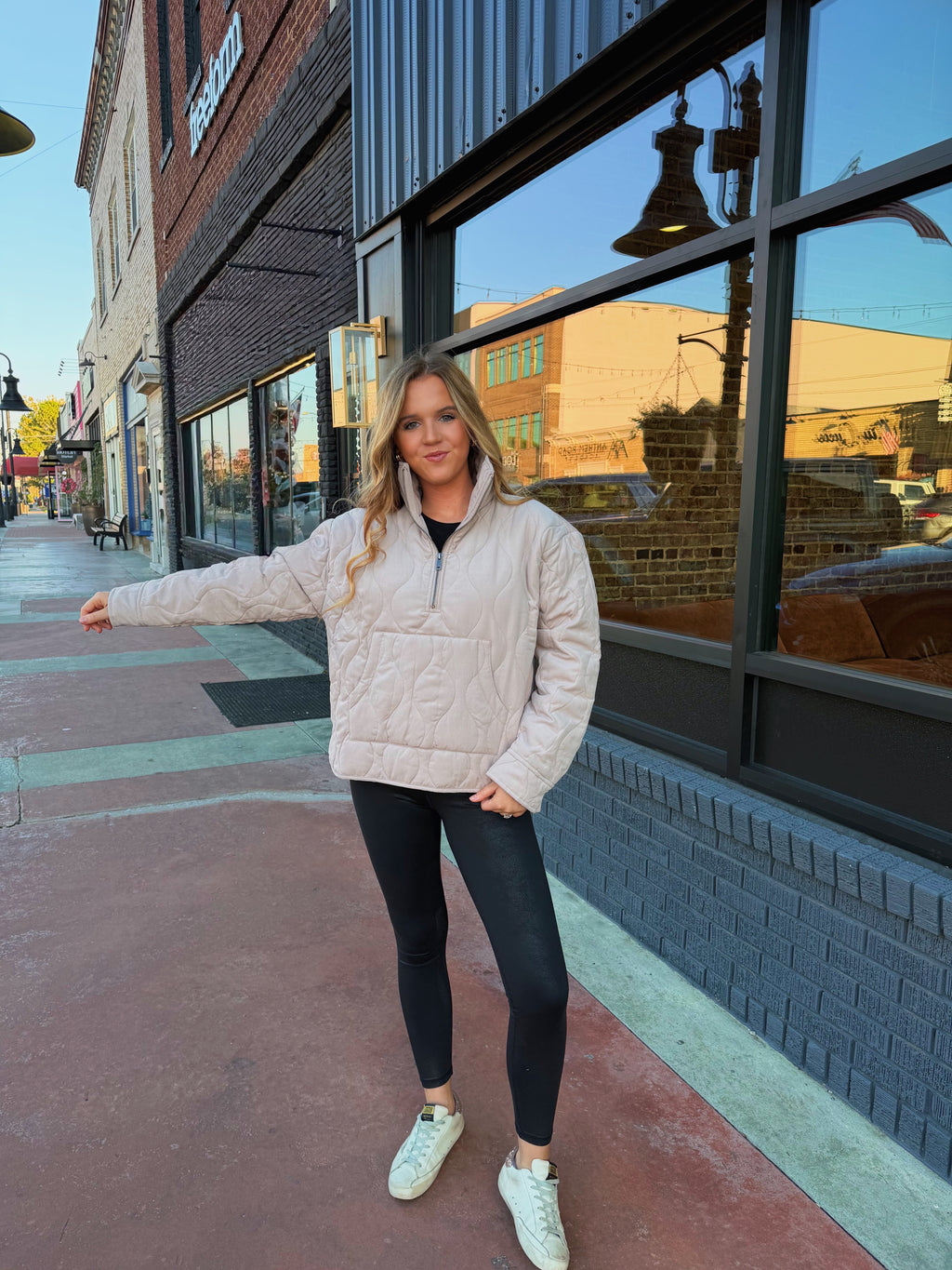 The Quilted Pullover - Tan