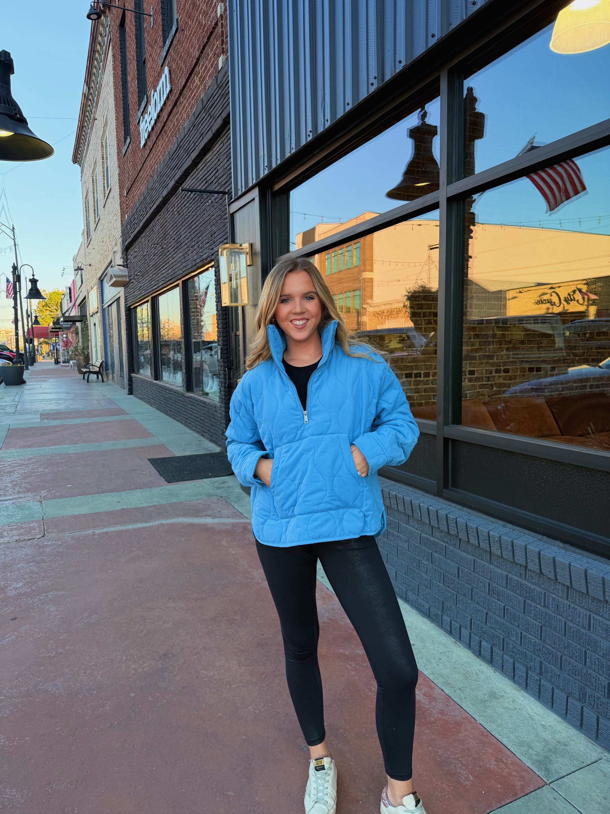 The Quilted Pullover - Ocean Blue