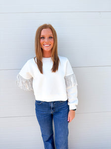 The Brooke Fringe Top - White