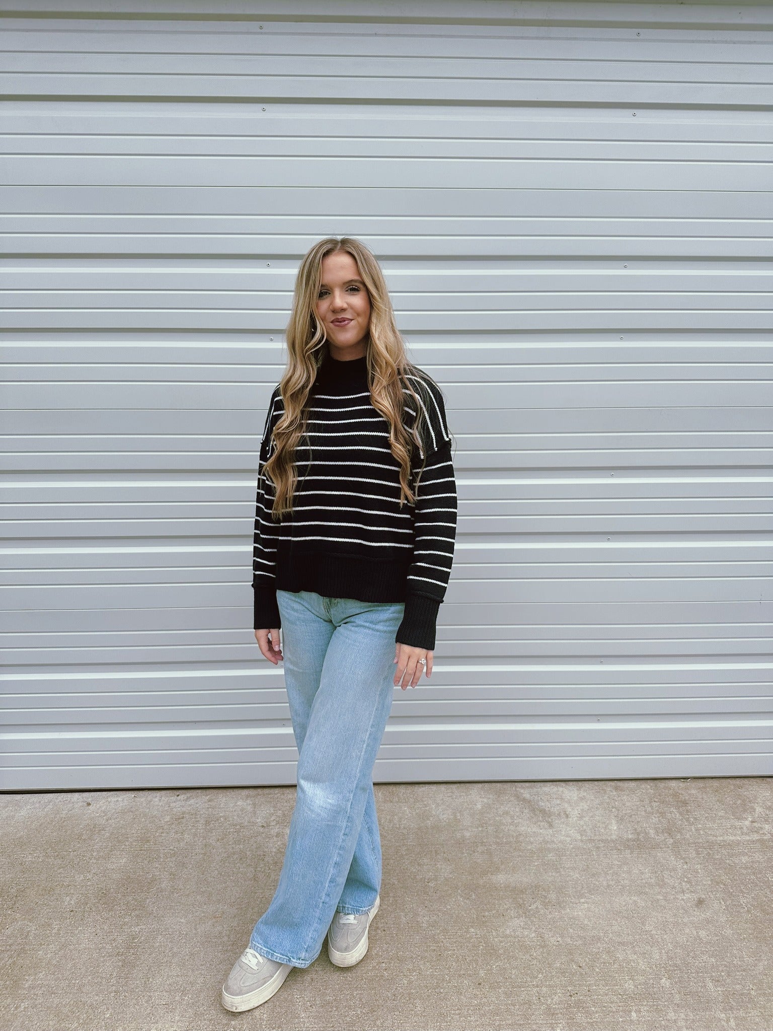 The Desiree Striped Sweater - NAVY