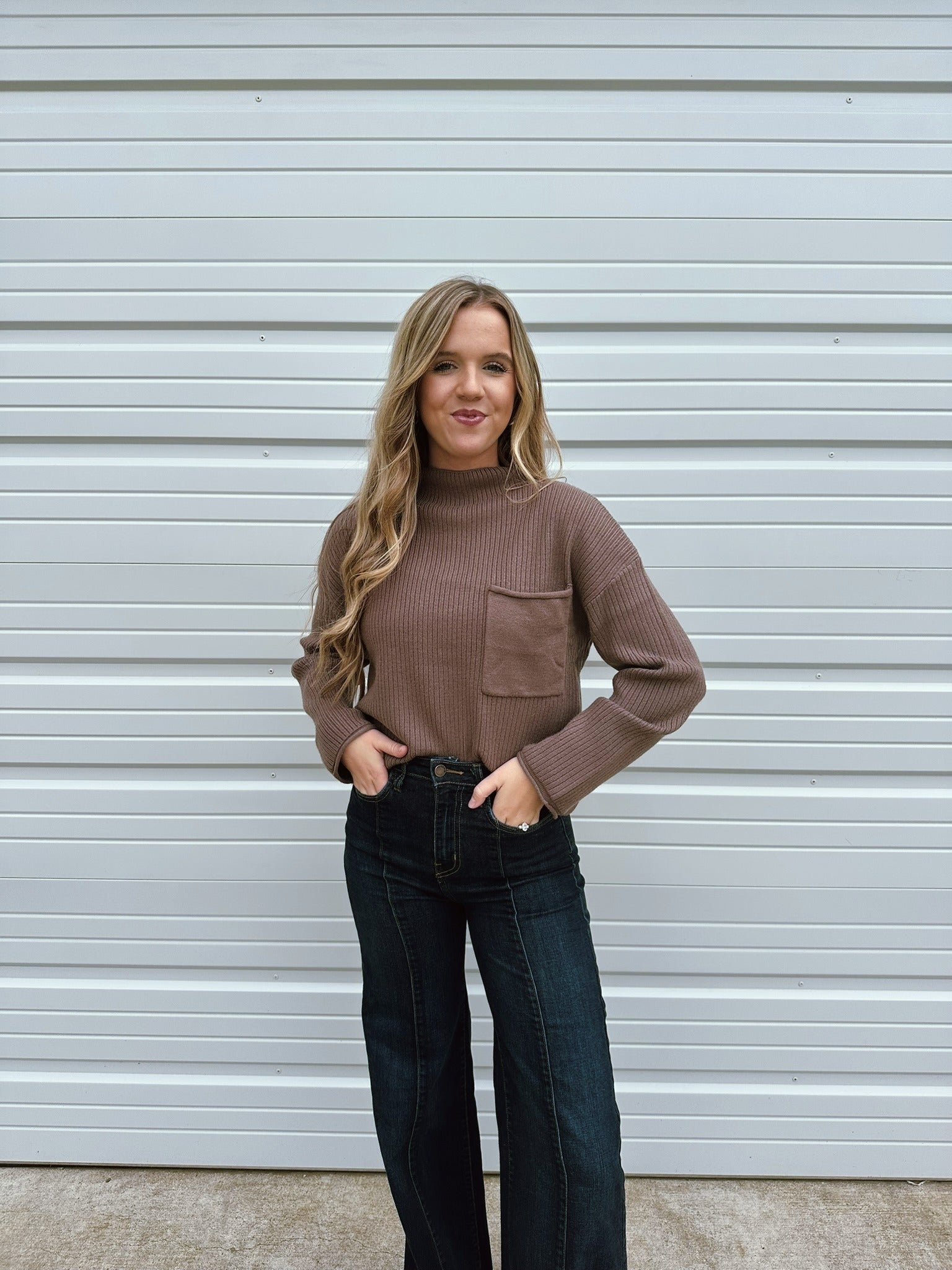 The Mocha Front Pocket Sweater