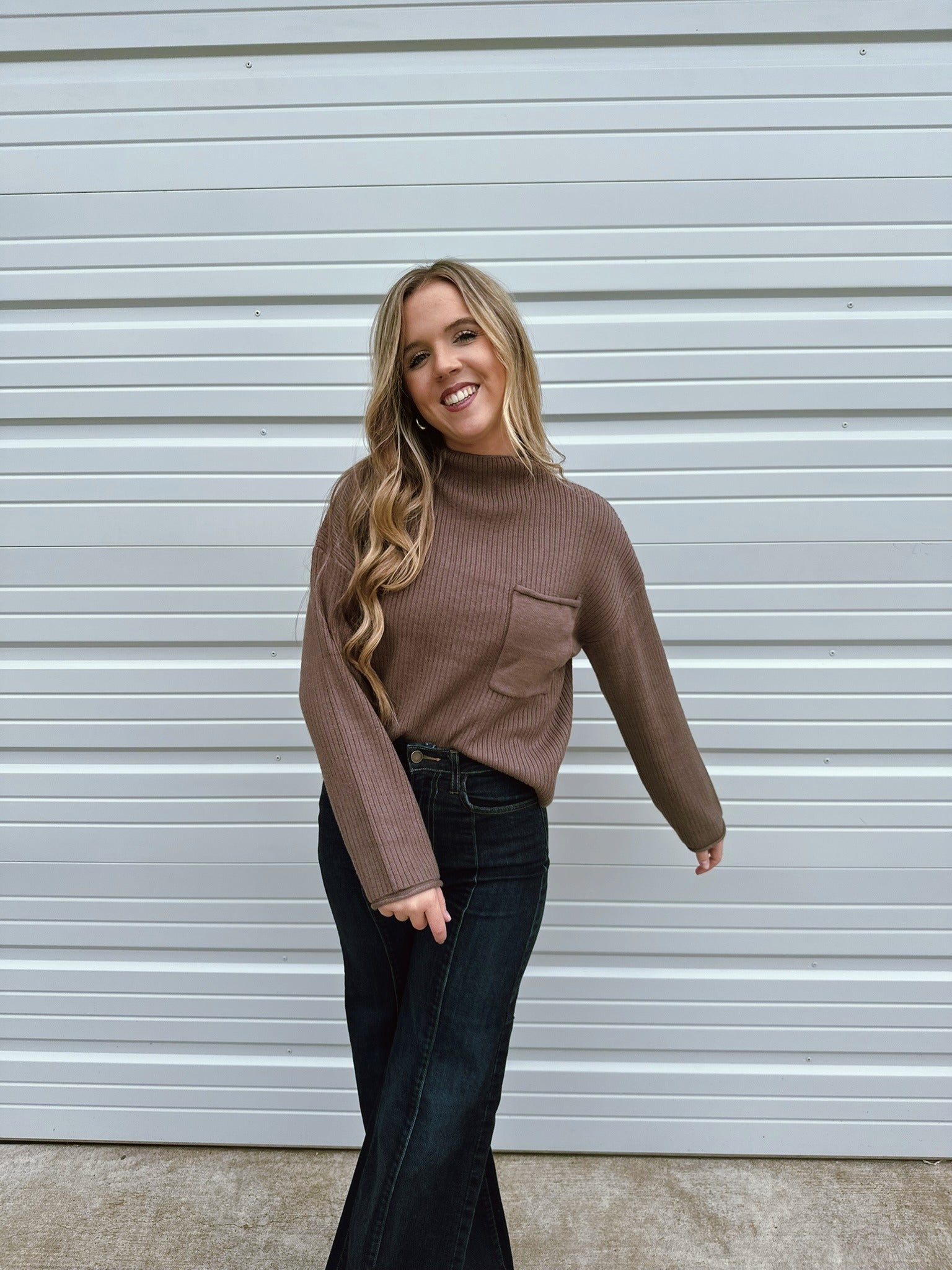 The Mocha Front Pocket Sweater