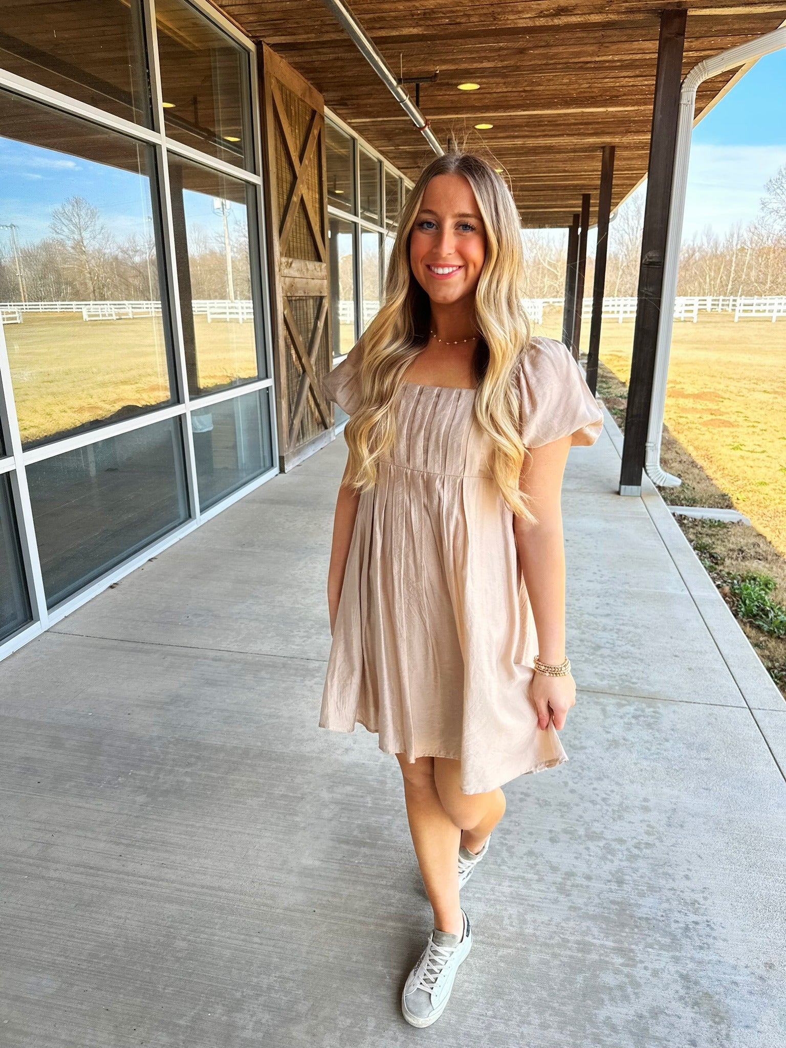 Tan classic dress wardrobe staple spring 2025 fashion