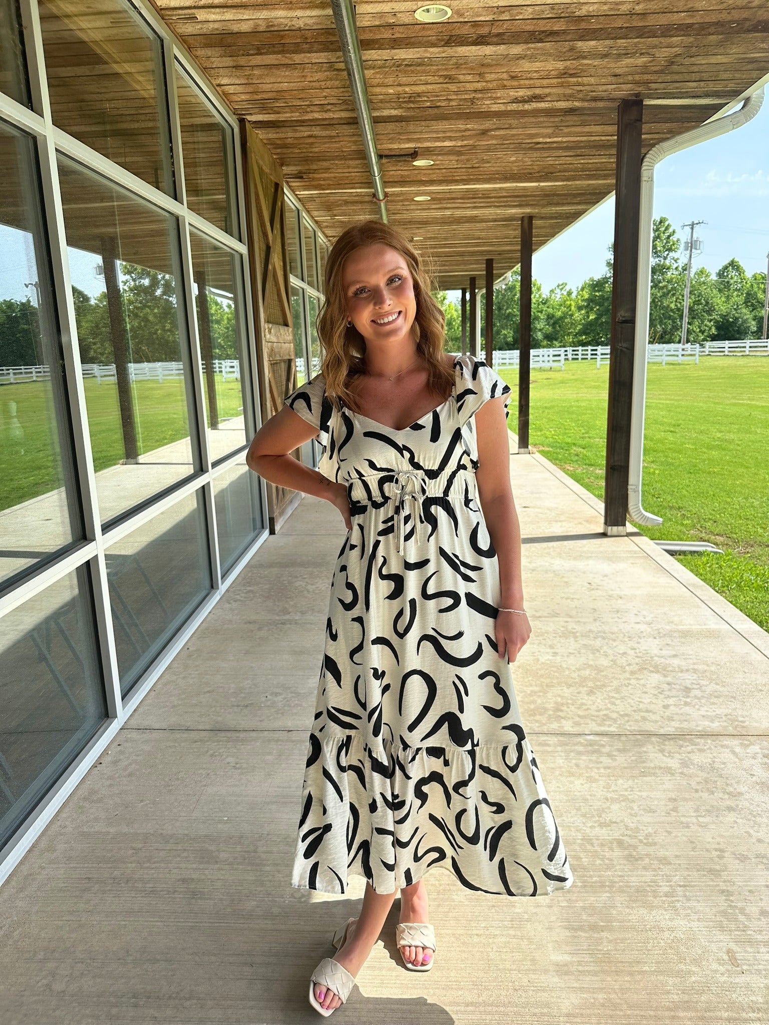 Ibiza White Pattern Dress