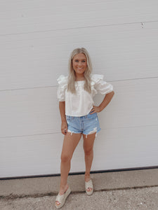 The Rachel Ruffle Top - White