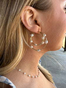 The Lucy Gold and Pearl Stacked Hoop